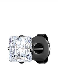 Culoare pătrată, cercei din cristal clar cu suport și fundă din metal negru. Fațetele intricate creează un aspect strălucitor.