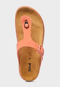 Sandalo in suede rosa con cinturino alla caviglia regolabile e punta libera, caratterizzato da un plantare imbottito marrone e un dettaglio in hardware nero circolare.