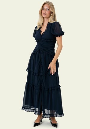 BY IC, ARIELIC LONG DRESS - PINK FLOWER PRINT - Robe longue - navy