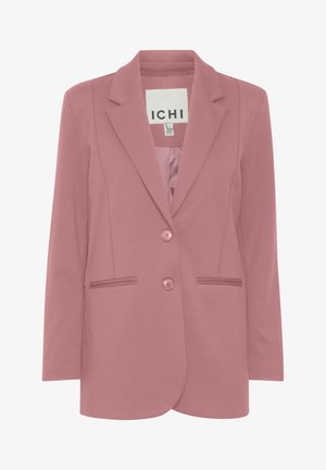 Roosakate jakiga, millel on struktureeritud disain, pikad varrukad, lõikega kraed ja kaks nuppu. Omab küljetaskuid ja sileda tekstuuri.