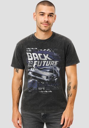 Universal Studios, BACK TO THE FUTURE  HILL VALLEY USA RACE - T-Shirt print - mottled black