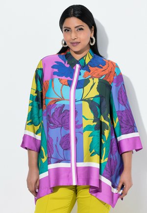 Ulla Popken PATCHWORK LEAF - Button-down blouse - fuchsia