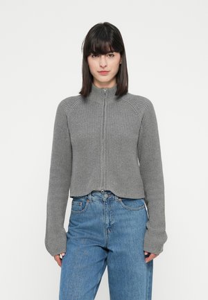 NMDARA ZIP CARDIGAN - Kardigan - medium grey melange