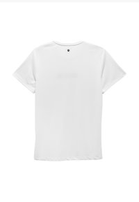 Witte korte mouwen t-shirt gemaakt van zachte stof, met een ronde hals en een rechte snit, met minimale branding op de achterkant.