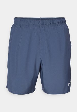 Die grauen Nike-Shorts verfügen über einen elastischen Bund, leichtes Material und seitliche Schlitze für Beweglichkeit, mit einem kleinen Logo am unteren rechten Bein.