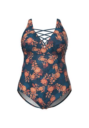 Ulla Popken, BADEANZUG, SCHNÜRUNG, SOFTCUPS, RECYCELT - Badedragt - blue