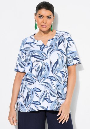 PAINTED LEAF SPLIT NECK STRETCH FIT - Triko s potiskem - snow white