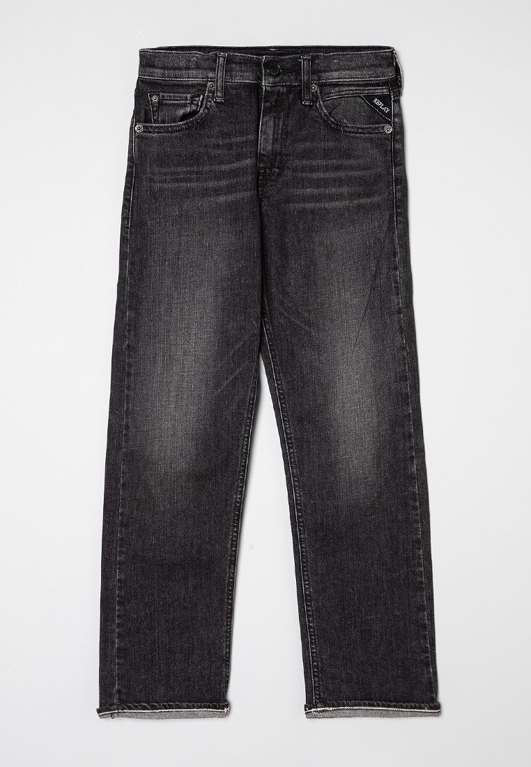 Replay Relaxed fit jeans donkergrijs