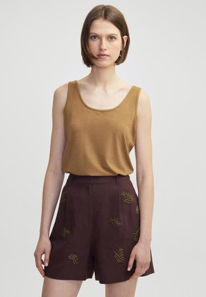 METAL BEAD EMBROIDERED - Shorts - brown