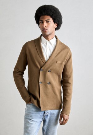 SHAWL COLLAR CARDIGAN - Cardigan - brown