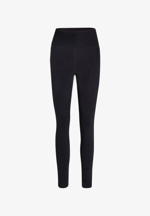 Mustad kõrge vöökohaga täispikkuses retuusid laiema vöökohaga, mõeldud tiheda spordilise sobivusega.