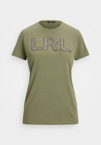 BEADED LOGO COTTON JERSEY TEE - Marškinėliai su spaudiniu - sage green