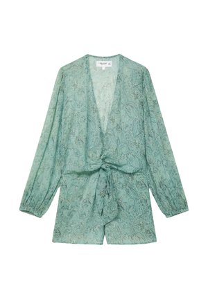 PULL&BEAR, PRINTED GATHERED - PLAYSUIT - Combinaison - turquoise
