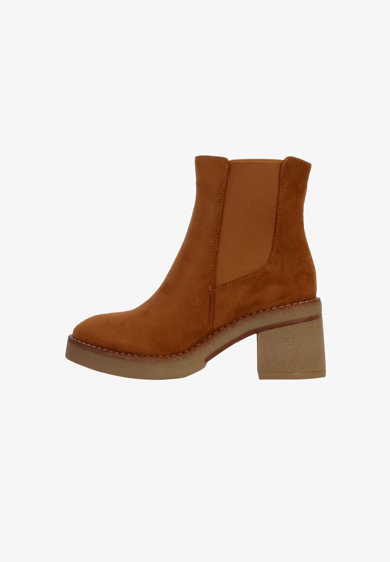 Divine Factory Enkellaarsjes met plateauzool - camel