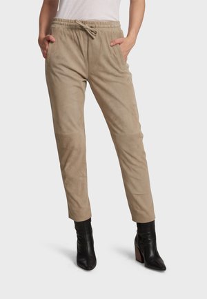 GIFT - Leather trousers - beige
