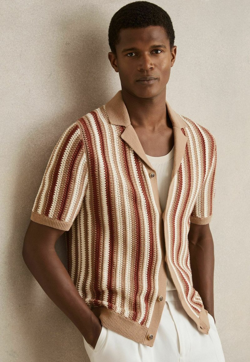 Reiss REGULAR FIT - CARRINGTON STRIPE CUBAN  - Skjorter - camel multi