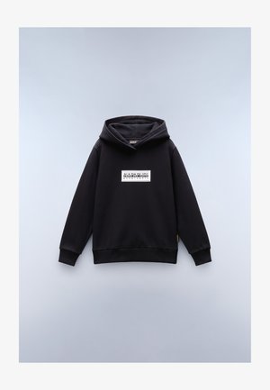 Must have kapuutsiga sviiter pehmest kangast, millel on silmatorkav valge logo aplikatsioon esiküljel ning soonikkoes varrukaotsad ja alläär.