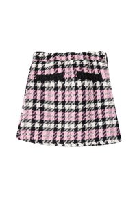 Minirock im Karomuster in Schwarz, Weiß und Pink. Aus strukturiertem Stoff mit einem elastischen Bund und zwei Gesäßtaschen.