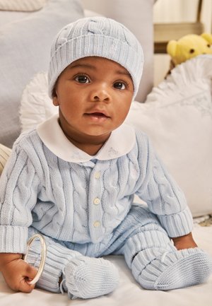 Polo Ralph Lauren CABLE KNIT COTTON CARDIGAN & PANT 0-2Y SET - Παντελόνι - pearl blue
