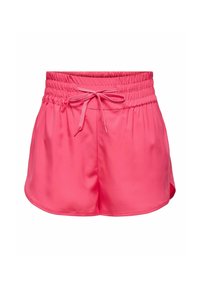 Lyserøde shorts lavet af glat, let materiale. Indeholder et samlet elastisk bælte med snor og side-slids for komfort.