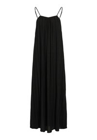 Abito maxi nero senza maniche con spalline sottili regolabili e una vestibilità ampia e fluida.