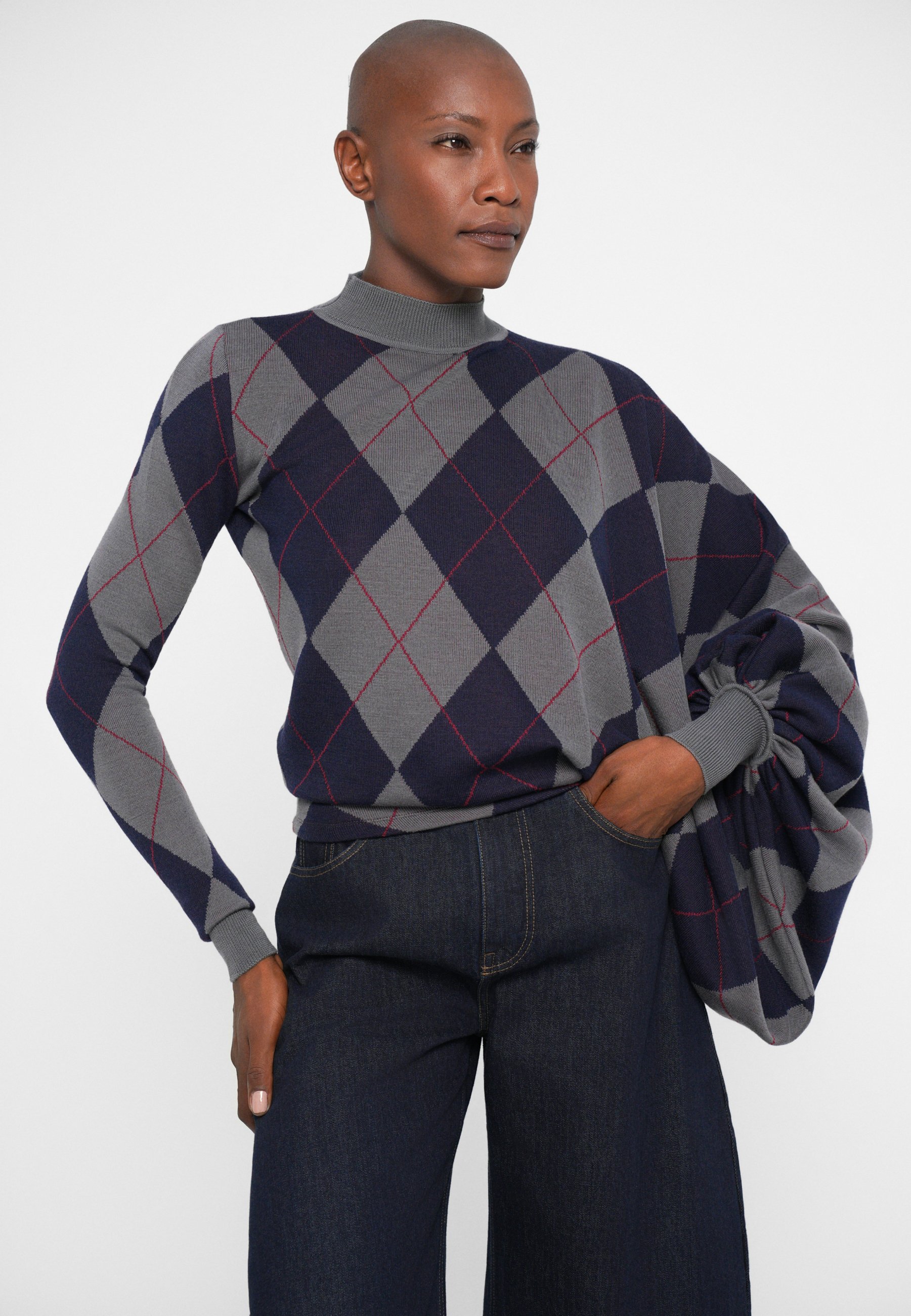 A.W.A.K.E. MODE ARGYLE PATTERN - Jumper - navy/grey/dark blue