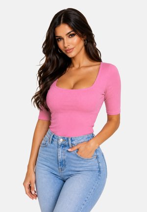 PANTHEROAR, PANTHEROAR CARO NECK SHORT SLEEVE TOP - T-Shirt basic - pink