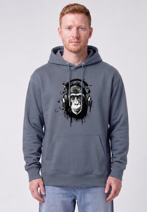 watapparel, AFFE HÖRT MUSIK UNISEX - Sweat à capuche - blue grey