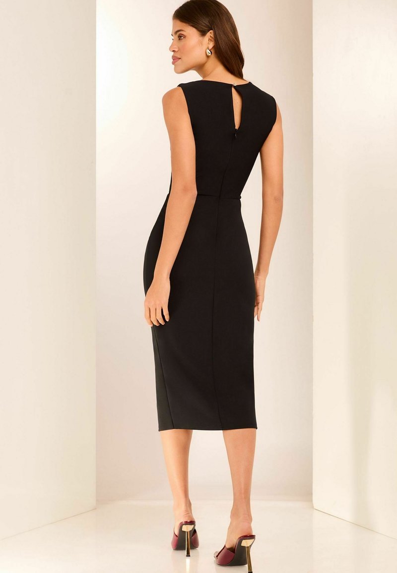 Lipsy BOW NECK SLEEVELESS BODYCON MIDI - Shift dress - black - Zalando
