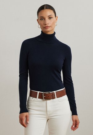 Lauren Ralph Lauren SILK BLEND ROLL NECK - Strickpullover - navy