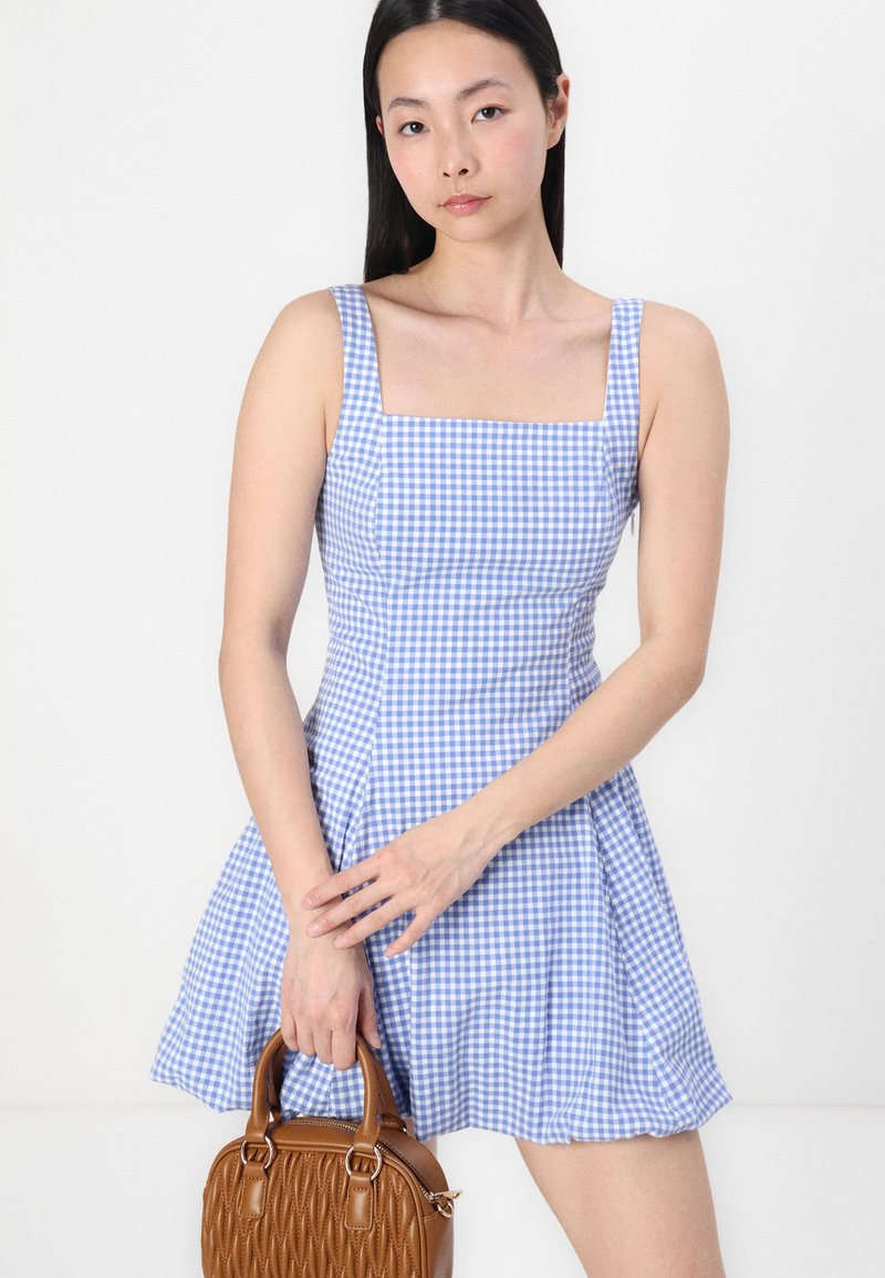 blue and white ball gown wedding dresses Arabella Check Mini Dress – ban.do
