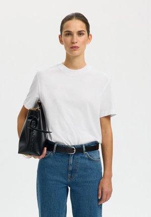 Selected Femme SLFRELAX MOCK NECK TEE - Basic T-shirt - bright white