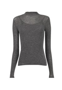 Grijze longsleeve top van gestructureerde brei textiel met een aangesloten silhouette. Voorzien van een ronde halslijn en subtiele ribbels over het hele oppervlak.