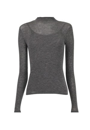 Grijze longsleeve top van gestructureerde brei textiel met een aangesloten silhouette. Voorzien van een ronde halslijn en subtiele ribbels over het hele oppervlak.