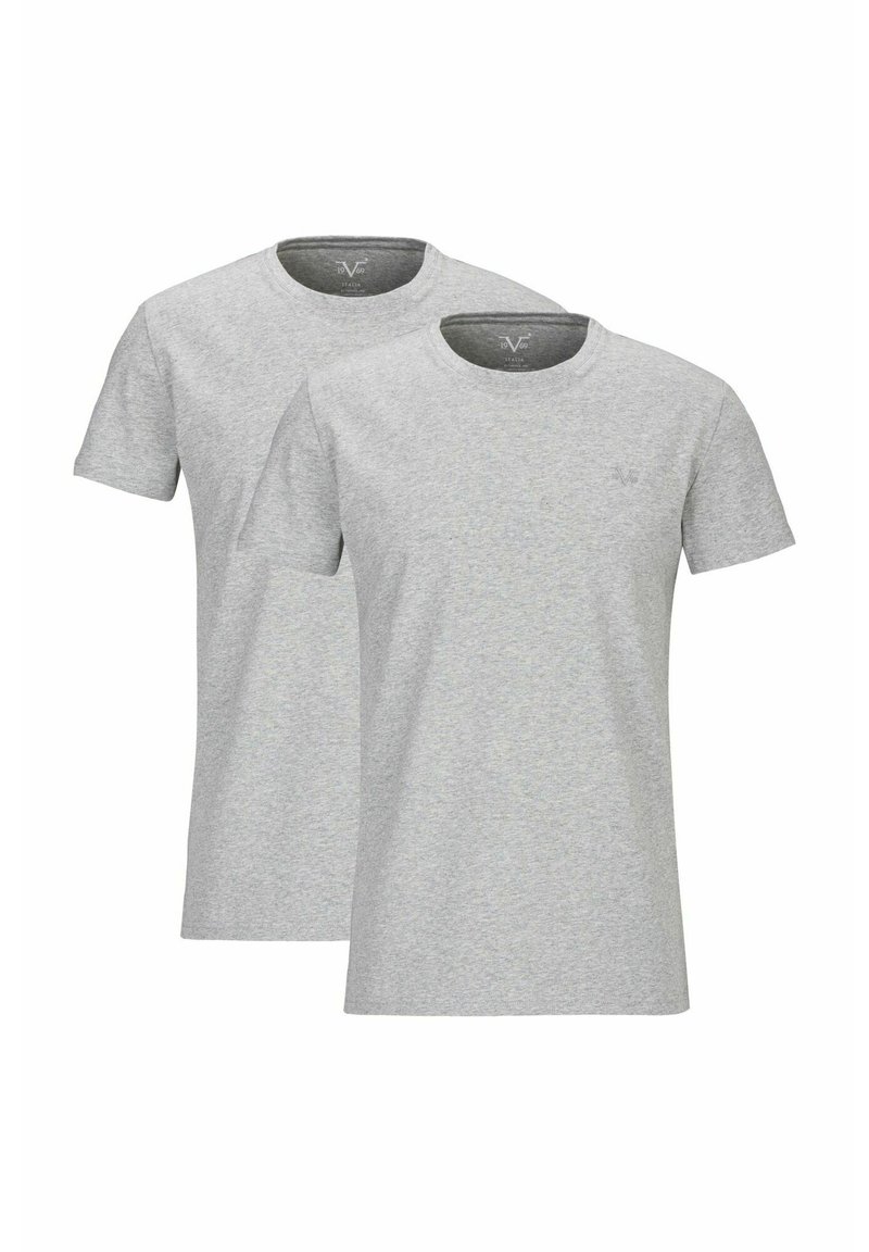 19V69 Italia LEONARDO RUNDHALS 2 PER-PACK - T-Shirt basic - grey/grau ...