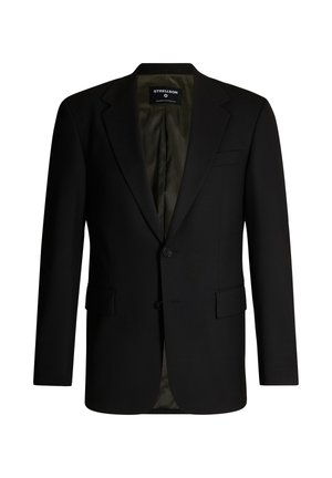 Zwarte enkelgeknoopf blazer voor heren van Strellson met een reverskraag, twee knopen, klepzakken en een donkere voering.