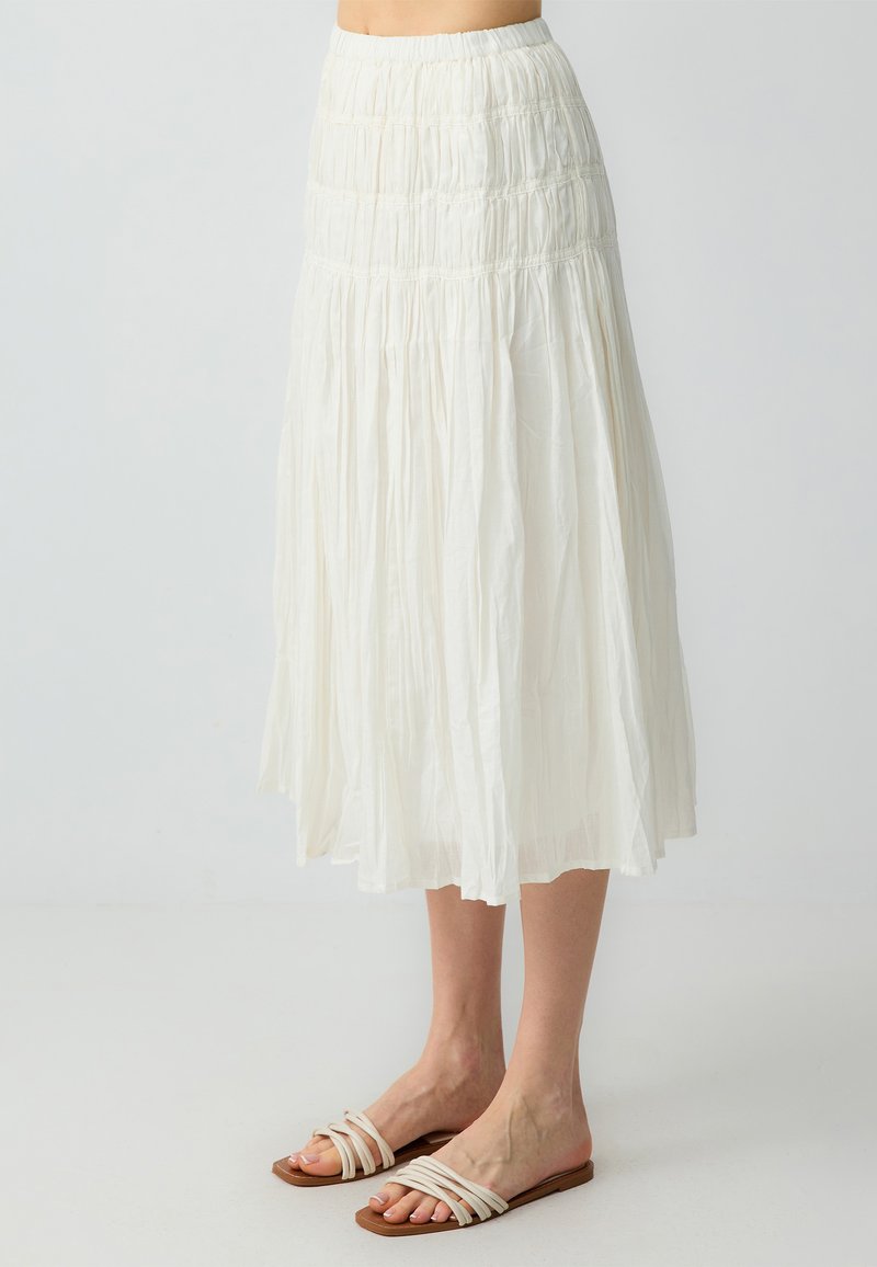 Jimmy Key RELAXED FIT HIGH WAIST MIDI  - Gonna a campana - ecru