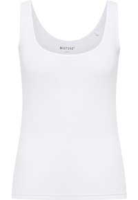 Witte tanktop met een ronde halslijn, vervaardigd uit ribgebreid katoen, met een getailleerde pasvorm en zonder zichtbare merknaam of versieringen.