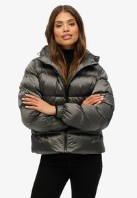 HOODED LUXE PUFFER - Veste d'hiver - black sheen