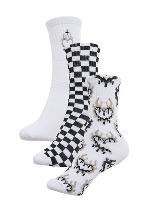 Terranova PACK 3 PAIA DI  A FANTASIA CON CUORI E SCACCHI - Calze - var grigio