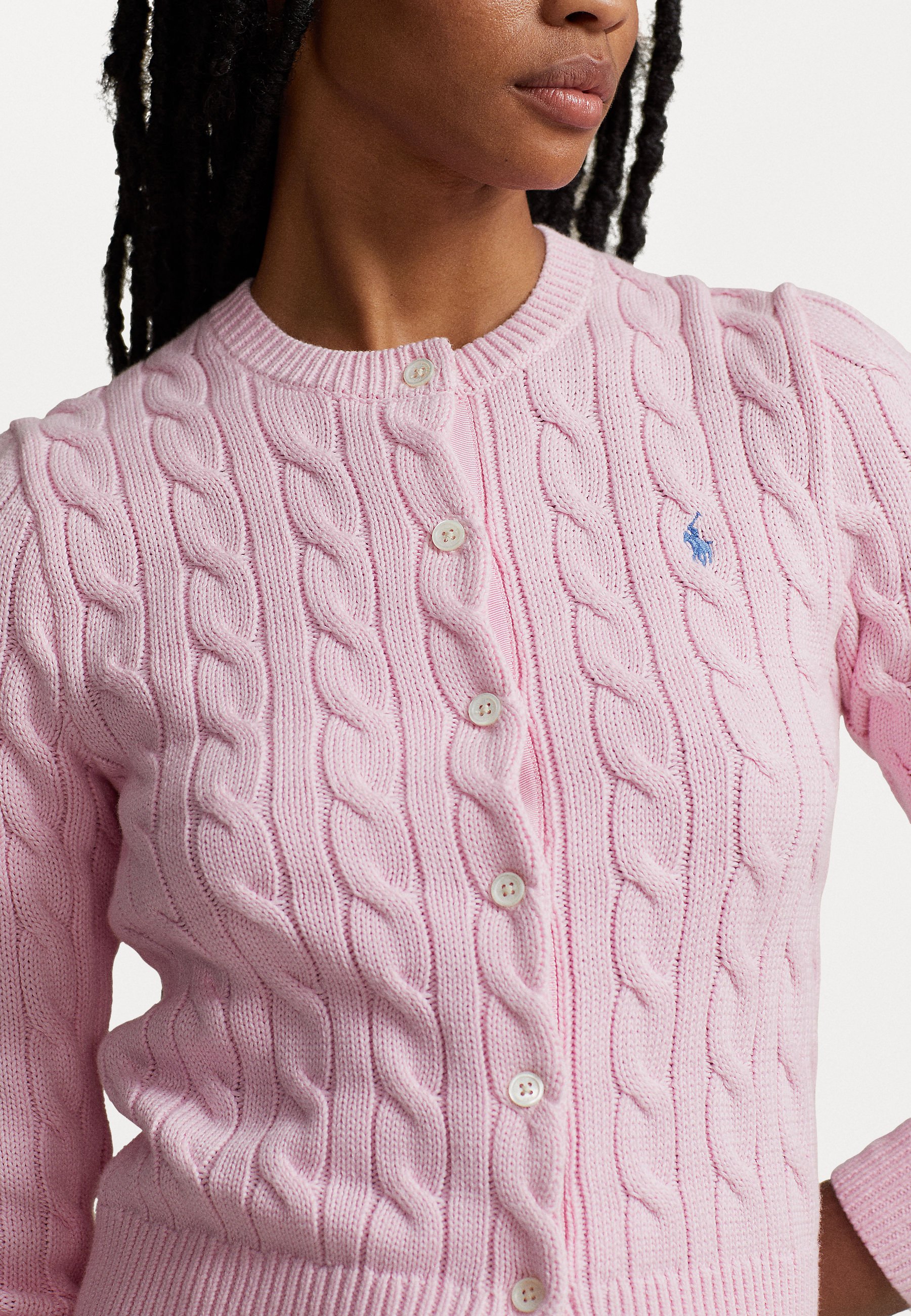 Polo Ralph Lauren CABLE KNIT COTTON CREWNECK CARDIGAN