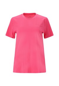 Kortærmet atletisk skjorte i livlig pink, lavet af letvægtigt, fugttransporterende materiale, med rund halsudskæring og flade sømme.