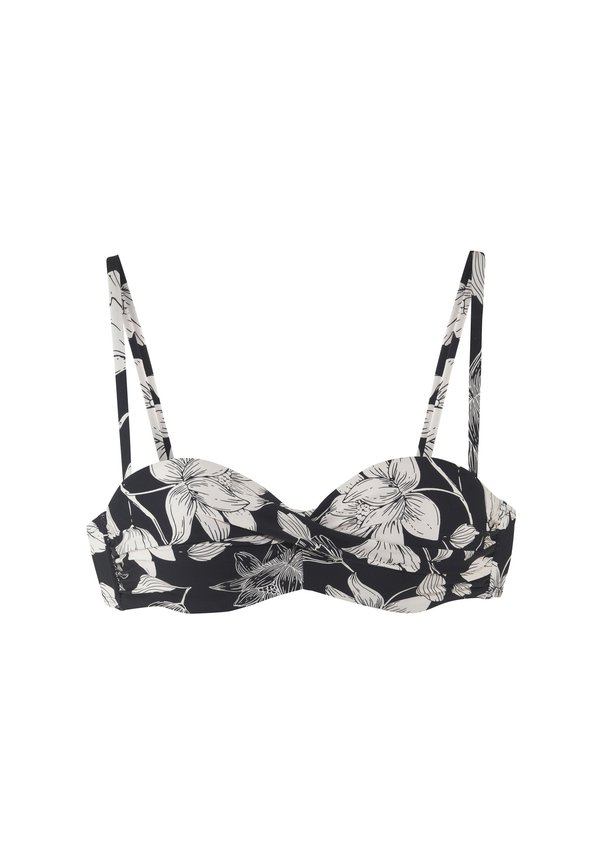 BANDEAU - Bikini-Top - schwarz creme bedruckt