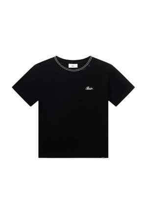 T-shirt nera in cotone, con scollo rotondo rifinito con cucitura a contrasto e logo "Balr." ricamato sul davanti.