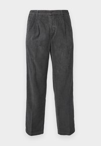 Grijze corduroy broek met een rechte pasvorm, voorzien van een textuur ribbelpatroon, twee voorplooien en een tailleband voor een comfortabele fit.