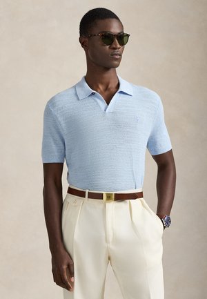 TEXTURED COTTON-LINEN SWEATER - Pólóing - office blue/deckwash white