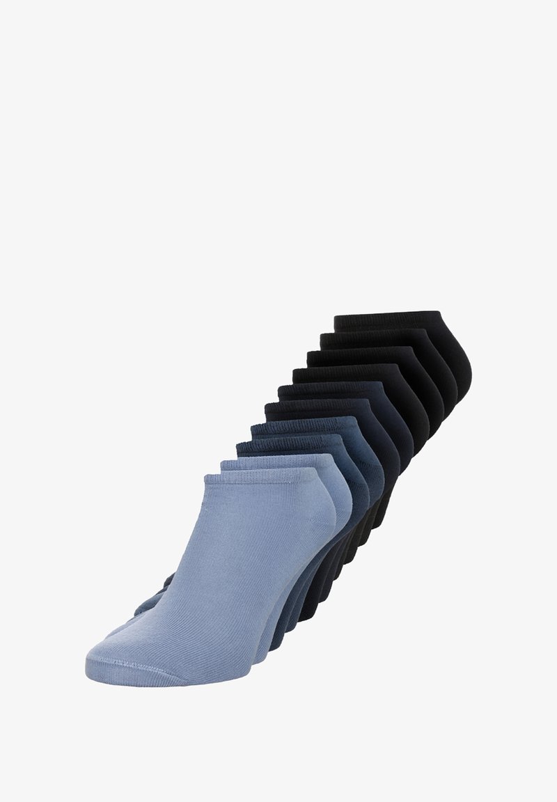 Set di 12 paia di calzini basso in diverse tonalità di blu e nero. Tessuto in misto cotone liscio con polsini elasticizzati per una vestibilità sicura.