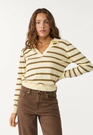 Stradivarius STRIPED - Polo shirt - light yellow