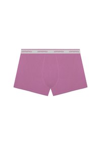 Boxeri de culoare lavandă deschisă cu un brâu gri pe care apare repetat cu litere mici "yamamay". Material neted și design clasic.