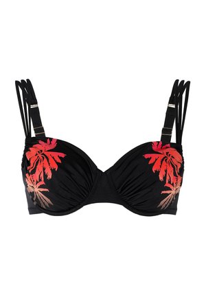 Lovable, PRINTED SHAPING MICRO - Bikini pezzo sopra - nero con stampa palma